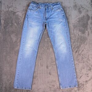 Levi's 514 Straight Fit Jeans Men's 32x34 (31x32) Light Wash Blue Stretch Denim